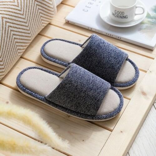 Mens Indoor Hemp Slippers Male Simple Causal Cotton Comfortable House Slipper Men Shoes Non-slip Soft Shoes For Men