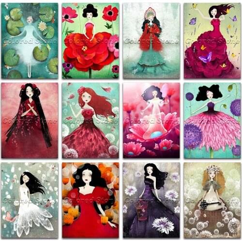 New Diamond painting Beautiful beauty girl lady Comic flower princess 5D DIY Full Square Drill embroidery 3D mosaic Drawing 849