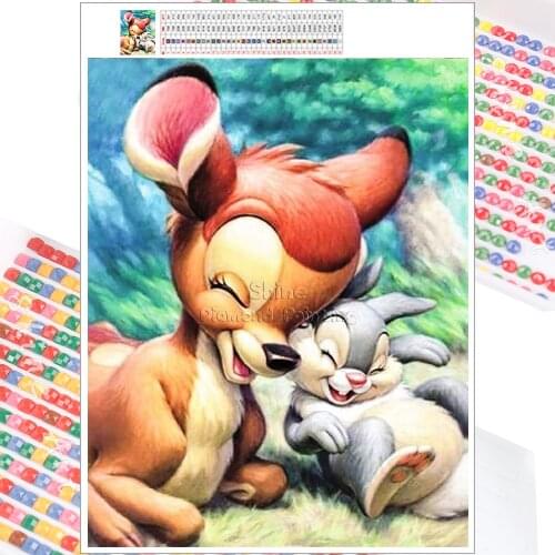 5D Diamond Painting Mosaic Kit Fawn Bambi Rabbit Cartoon Disney Animal Embroidery DIY Full Square Round Christmas Home Decor