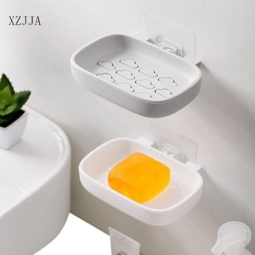 XZJJA Wall Mounted Double Layer Soap Holder Bathroom Non-slip Drain Soap Tray Cartoon Clouds Soap Dish Bathroom Accessories
