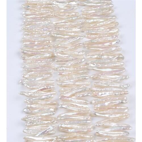 29-34mm natural freshwater long stick pearl biwa shape pearl strands
