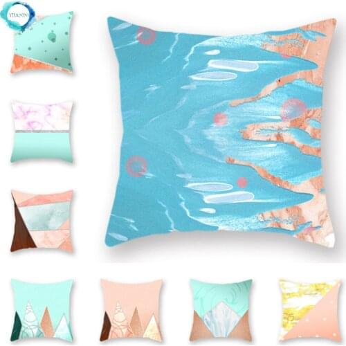 Abstract Geometry Marble Printed Cushion Cover Home Bedroom Sofa Decoration Polyester Geometric Square Pillowcase 45x45cm