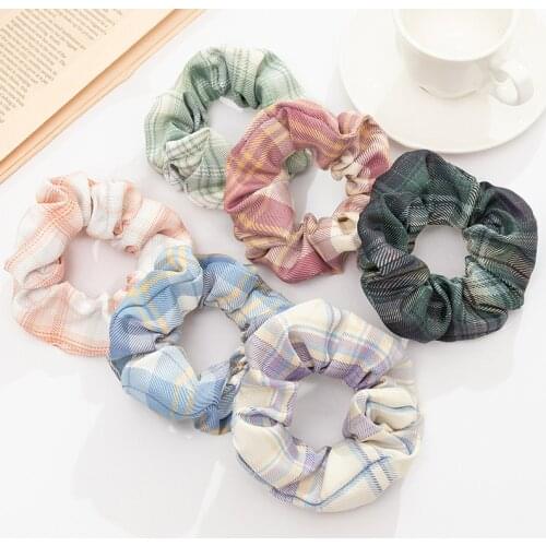 2021The New Hair Bands Of Girls The Young Girls Hair Ornaments Hair With Elastic Rope Checked Made Of Cloth Fashion Headway