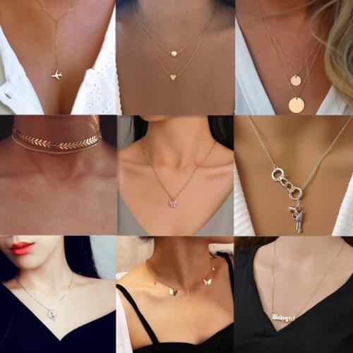 Gold Black Plane Choker Necklace For Women Airplane charm Necklace Aircraft Chain Layered Necklace For Women Tiny Dainty Jewelry