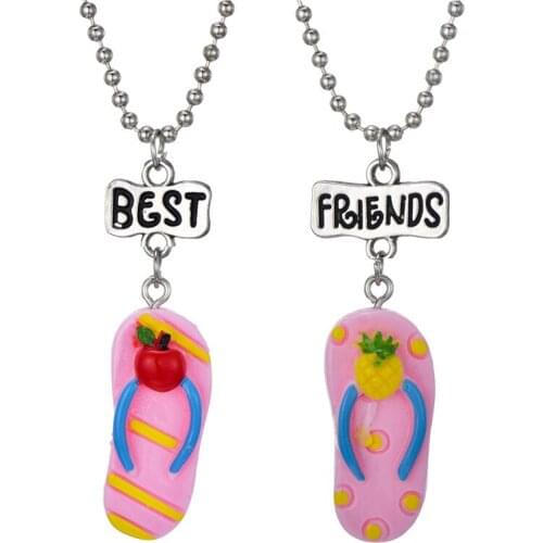2PC Cute Cartoon Fruit Necklace For Children Girls Resin Beads Chain Flip Flop Necklace Baby Jewelry Christmas Gift