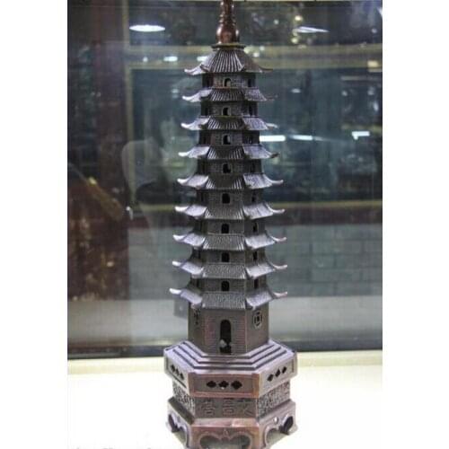 Song voge gem S1170 Chinese Pure Copper Bronze Buddhist Temple Wen Chang Pagoda Tower Stupa Statue