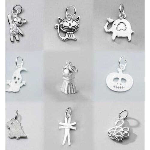 MEETSOFT Trendy Cute Animals S925 Sterling Silver Charms of DIY Handmade making findings Decoration Jewelry Components Accessory