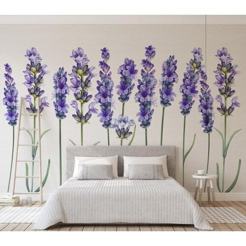 Custom wallpaper Hand-painted lavender minimal background wall