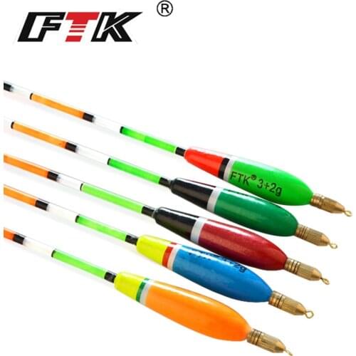 FTK 5pcs/lot Floatage 3+2g 4+2g 5+2g 6+2g Mixed Color Barguzinsky Fir Float Vertical Pesca For Carp Fishing Float Fishing Tackle