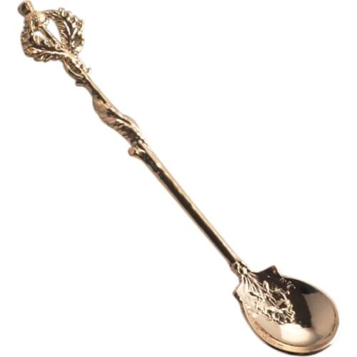 Retro Zinc Alloy Tableware Creative Thistle Leaf Coffee Spoon Crown Spoon