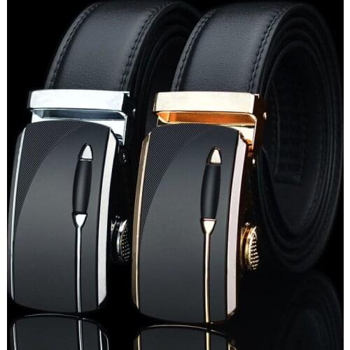 Mens leather belt, personality all-match business cowhide automatic buckle belt