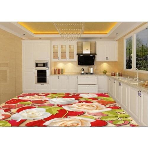 Photo floor wallpaper 3d Custom Photo self-adhesive 3D floor Rose Home Decoration PVC waterproof floor