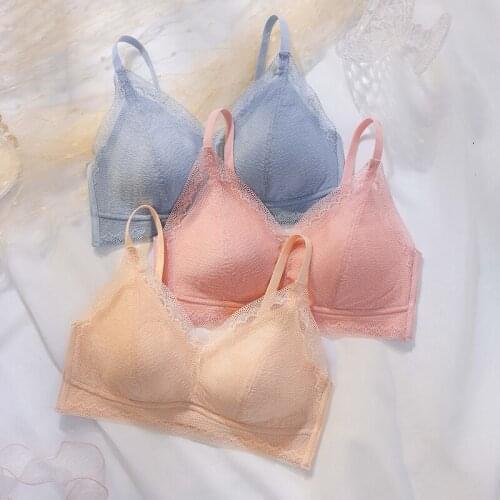 Sexy Lace Bra Back Buckle Without Steel Ring Adjustable Strap Vest Style Thai Latex Underwear For Women