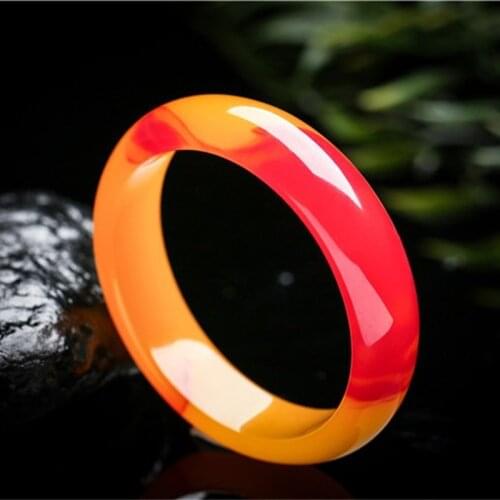 Natural Color Hand Carved Wide Jade Bracelet Fashion Jewelry Mens and Womens Yellow Red Bracelet Gift Accessories