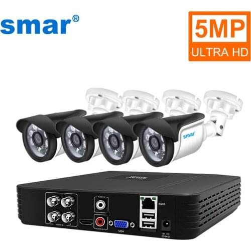 Smar 5MP Security Camera System 4CH AHD DVR Kit 2/4PCS 5.0MP HD Outdoor Waterproof CCTV Camera Video Surveillance Kit P2P HDMI