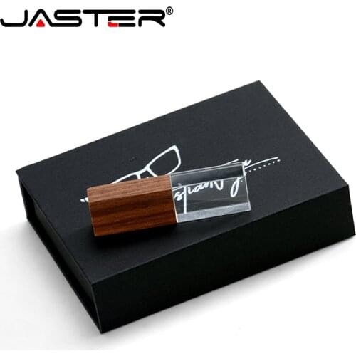 Wooden Crystal USB2.0 Flash Drive 4G 8G 16G 32G 64GB 128G Custom LOGO Pen Drives Colour Print Memory Stick Real Capacity U Disk