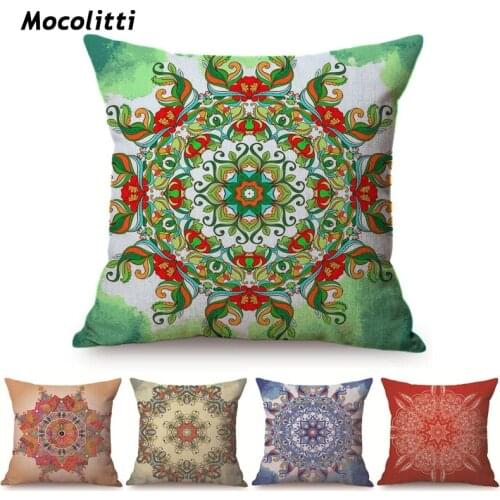 East Asian Mandala Floral Pattern Sofa Pillow Cover Yoga Meditation Bohemian Buddism Home Decorative Car Chair Cushion Cover