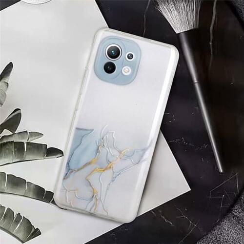 Gradient Marble Pattern Protecitve Case For Xiaomi Mi 11 Ultra Lite 4G/5G Case Transparent Flexible TPU Shockproof Back Cover