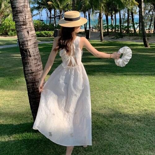 Women Summer Strap Dress Backless Sleeveless Beach Casual Sundress 2021 Fashion Dress For Women