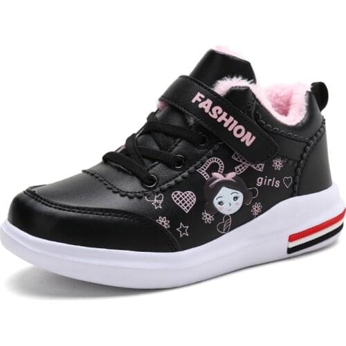 Winter Children Shoes For Girls Sneakers Kids Casual Shoes Plush Lining Warm Leather Sport Fashion sapato infantil menina 2020