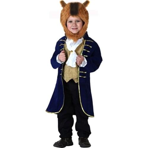 Beast Prince Cosplay Costumes For Kids Boys Halloween Costume Performance Clothing Movie Cloth Monster Headwear