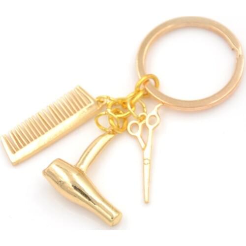 1pcs Creative Jewelry Tools Hair Dryer/Scissor/Comb Pendants Keychain Barber Shop Hair Dresser Present Key Chain Ornaments