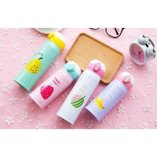 1PC Cute Stainless Steel Thermos Flask 4 Colors Fruit Pattern Vacuum Thermo Cup For Kids,Woemn Coffee Mug NY 002