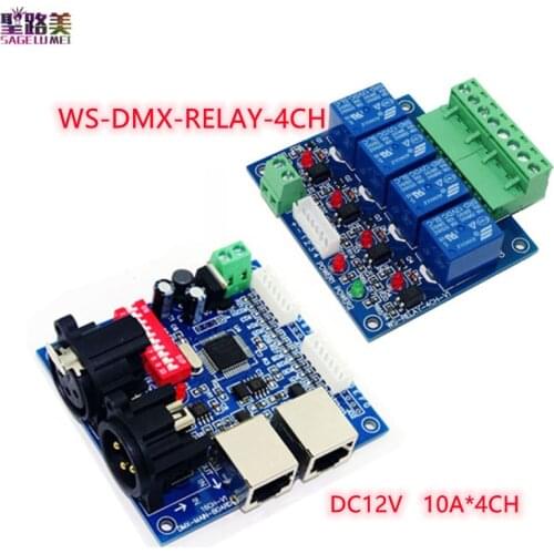 10A*4/8CH Relays Decode WS-DMX-RELAY-4CH/*2 4/8CH DMX512 LED Controller DC12V 4channel RJ45 Decoder for led RGB strip light lamp