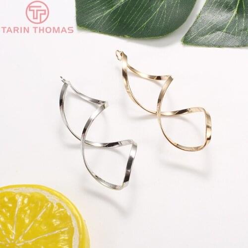 10PCS 45*16MM 63*16MM Gold Color Brass Twisted Wire Rings Charms Pendants Diy Jewelry Findings Accessories