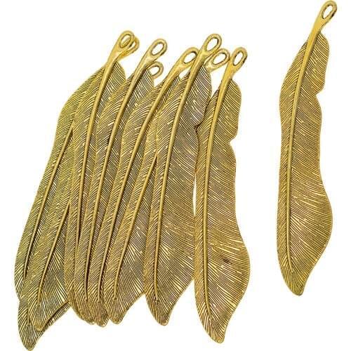 10pc Gold Feather Metal Loop Bookmark for Paper Reading Jewelry Making Craft