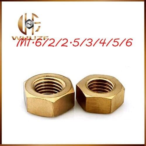 50Pcs DIN934 M1.2 M1.4 M1.6 M2 M2 M3 M4 M5 M6 M8 M10 Brass Nut Copper Hexagonal Nut Brass Hex Nut
