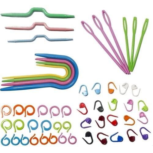 53pcs/set Knitting Kit Needle Clip Crochet Hook Plastic Knit DIY Craft Markers Cross Stitch Sewing Tools