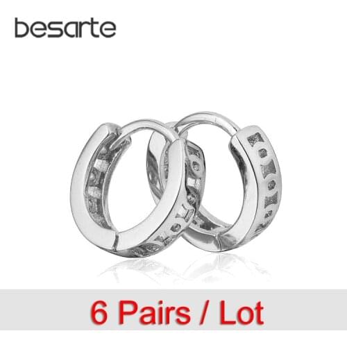 6 Pairs Wholesale Baby Gold Hoop Earrings Kids Jewelry Baptism Boucles d'oreilles Bebe Child Earring Kolczyki Oorbel Kupe E1582