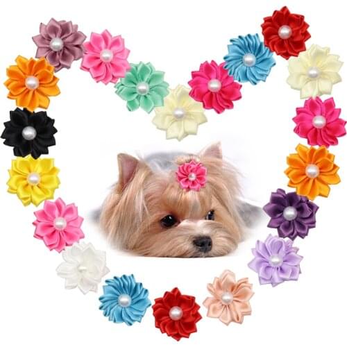 20pcs/lot Cute Dog Hair Bows Lovely Dog Grooming Bows For Small Dogs Cats Rubber Band Puppy Hair Clips Pet Accessories