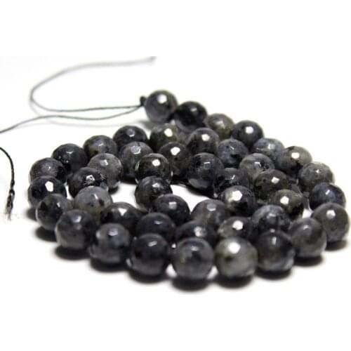 Wholesale AAA+ Faceted Black Spectrolite Natural Stone Beads For Jewelry Making Bracelet DIY 4/ 6/8/10/12 mm Strand 15.5