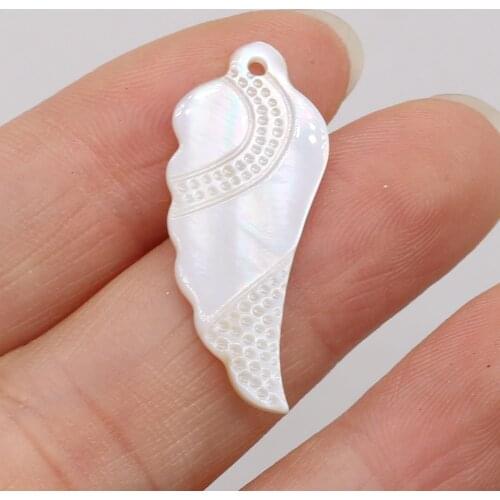 Natural White Shell Leaf Pendant Beads Simple Handmade Crafts DIY Necklace Earrings Hair Bun Jewelry Accessories 13x30mm