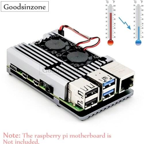 Raspberry Pi 4 Aluminium Case with Dual Fan Kit Raspberry Pi 4 Passive Cooling Case Heatsink for Raspberry Pi 4 Model B / Pi 4B