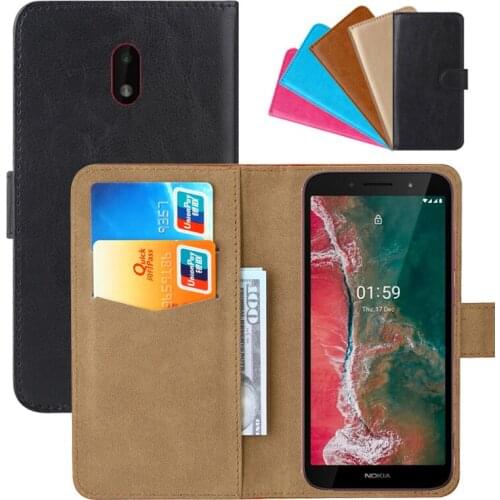 Luxury Wallet Case For Nokia C1 Plus PU Leather Retro Flip Cover Magnetic Fashion Cases Strap