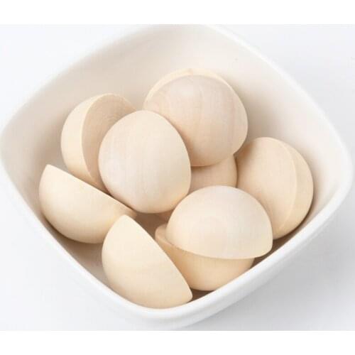 Wooden color Half Round Wood Flatback Beads for Scrapbook DIY Decoration 10pcs 24x13mm KL97