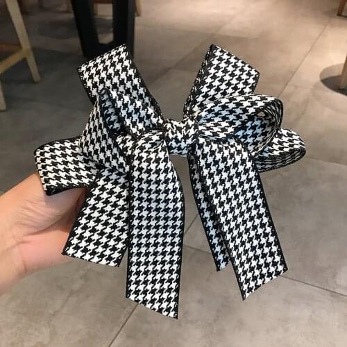 Elegant Plaid Bow Handmade Colorful Solid Ribbon Stripe Cloth Duck Bill Clip Hair Bow For Kids Girls Hair Accessories