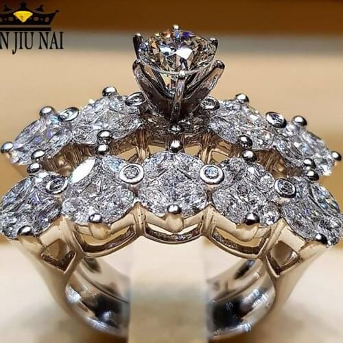 European American couples set platinum luxury double layer high-grade zircon diamond natural stone jewelry Multiple promotions