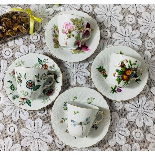 European Retro Pastoral Milk Mug Flower Butterfly Creative Luxury Ceramic Coffee Cup Saucer Exquisite Office Afternoon Tea Cup