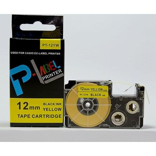 EZ label tape cartridge XR-12YW/XR-12YW1(Black on Yellow, 12mm*8m) For printer(CW-L300 KL-8800 KL-820 KL-170 KL-780 KL-60)