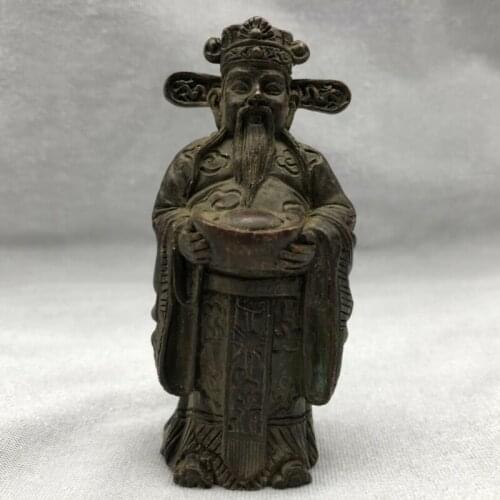 Chinese Tibet Buddha Bronze Statue God of Wealth Old Copper Statue Collection Ornaments Statues for Decoration Figurines