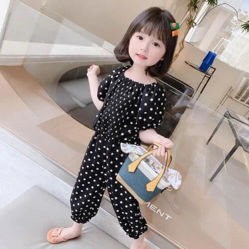 Baby girls sets Chiffon summer new kids girls anti mosquito pants short sleeve summer exotic lovely clothing sets P5243