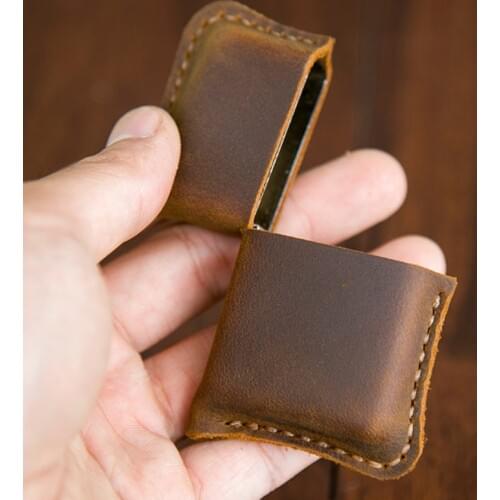 Hand made Leather Lighter Cover Man Cigarette Lighter Pocket Bag Lighter Cover For Zippo Ordinary Plane Kerosene Machine YJ593