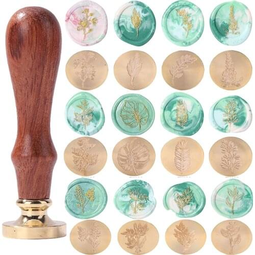 Round Plants Flowers Wax Sealing Stamp Head w/o Handle Copper Seal Stamps Wedding Invitation Craft Making Tools Decoration