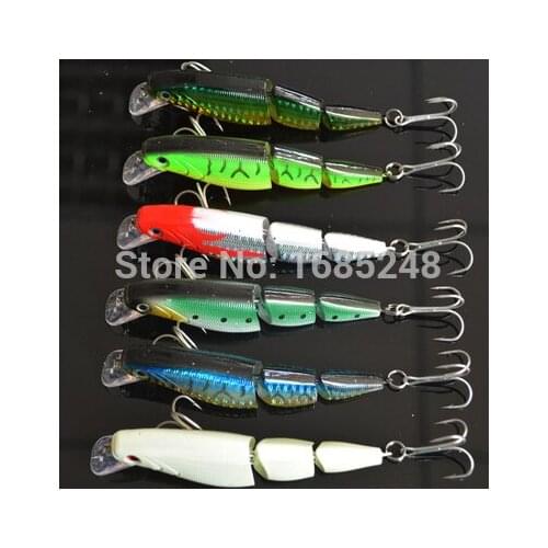 Hot Sale Free shipping 3-Sections Minnow 10cm/16g/6pcs Floating Minnow Lures 6pcs/package Multi-corlors Hard Lures