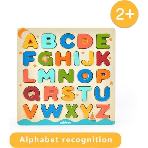 Mideer Kids Wooden Montessori Early Educational Colorful Cartoon Alphabet And Number Pegboard Jigsaw Puzzle Toys