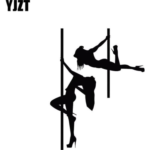 YJZT 10.7*13.7CM Sexy Girl Nice Pole Dancing Fashion Style Excellent Quality Vinyl Decal Black/Silver Car Sticker C20-0809